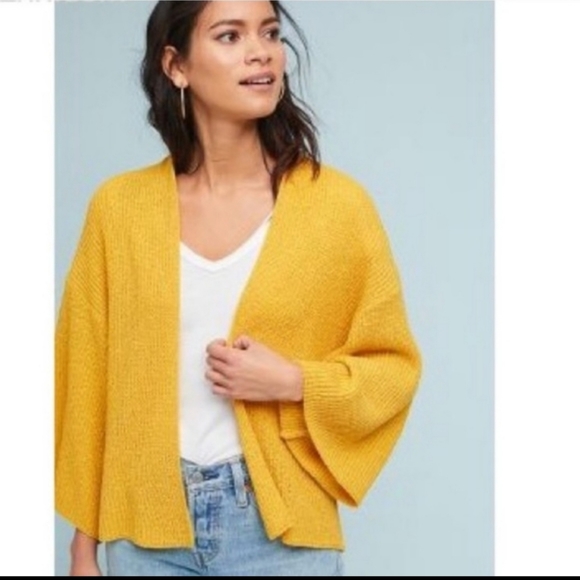 Anthropologie Sweaters - Anthropologie Yellow Cardigan Swing Sweater Shawl Medium